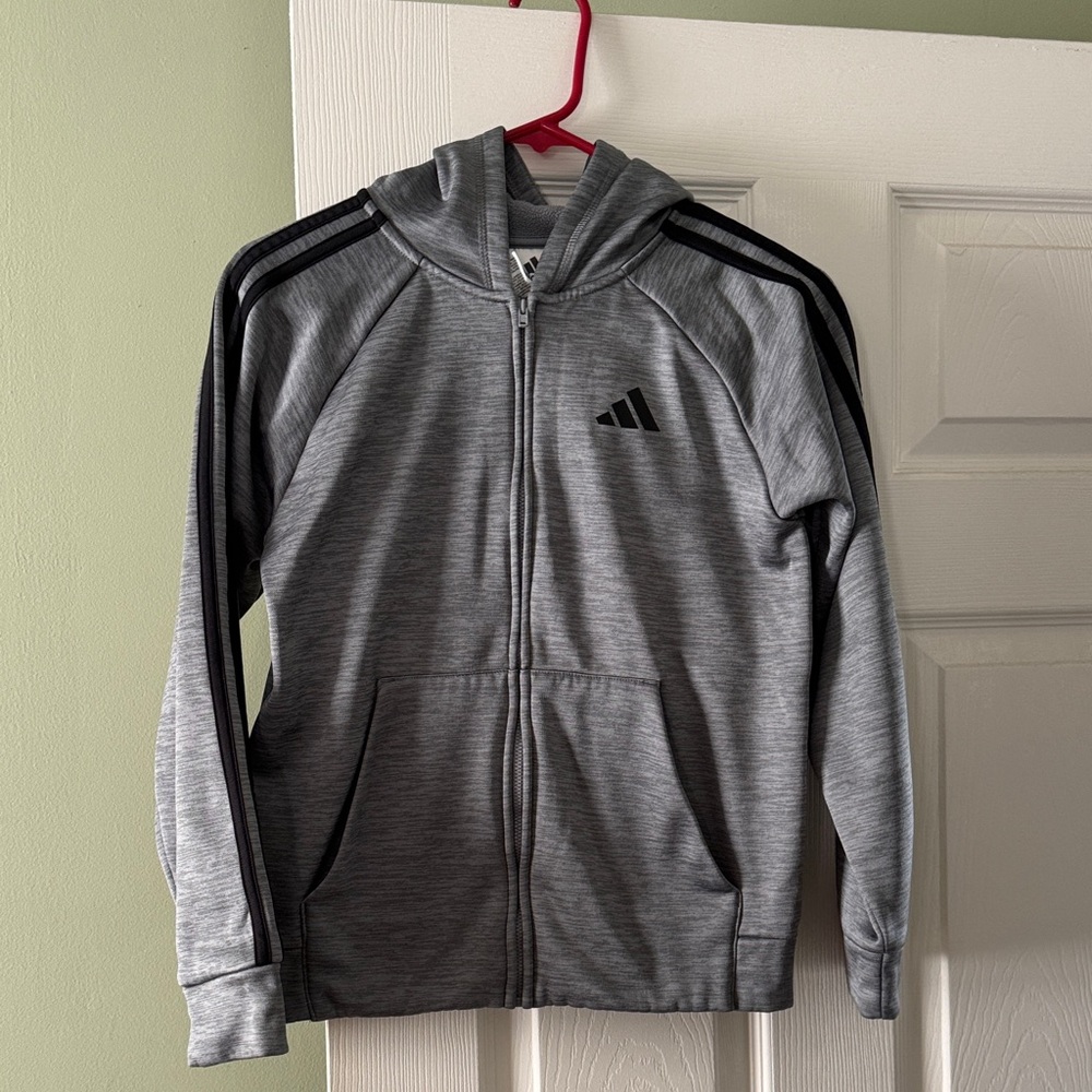 Adidas Kids Heather Gray Hoodie Jacket